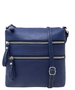 Double Zip Fashion Crossbody Bag WU085 NAVY